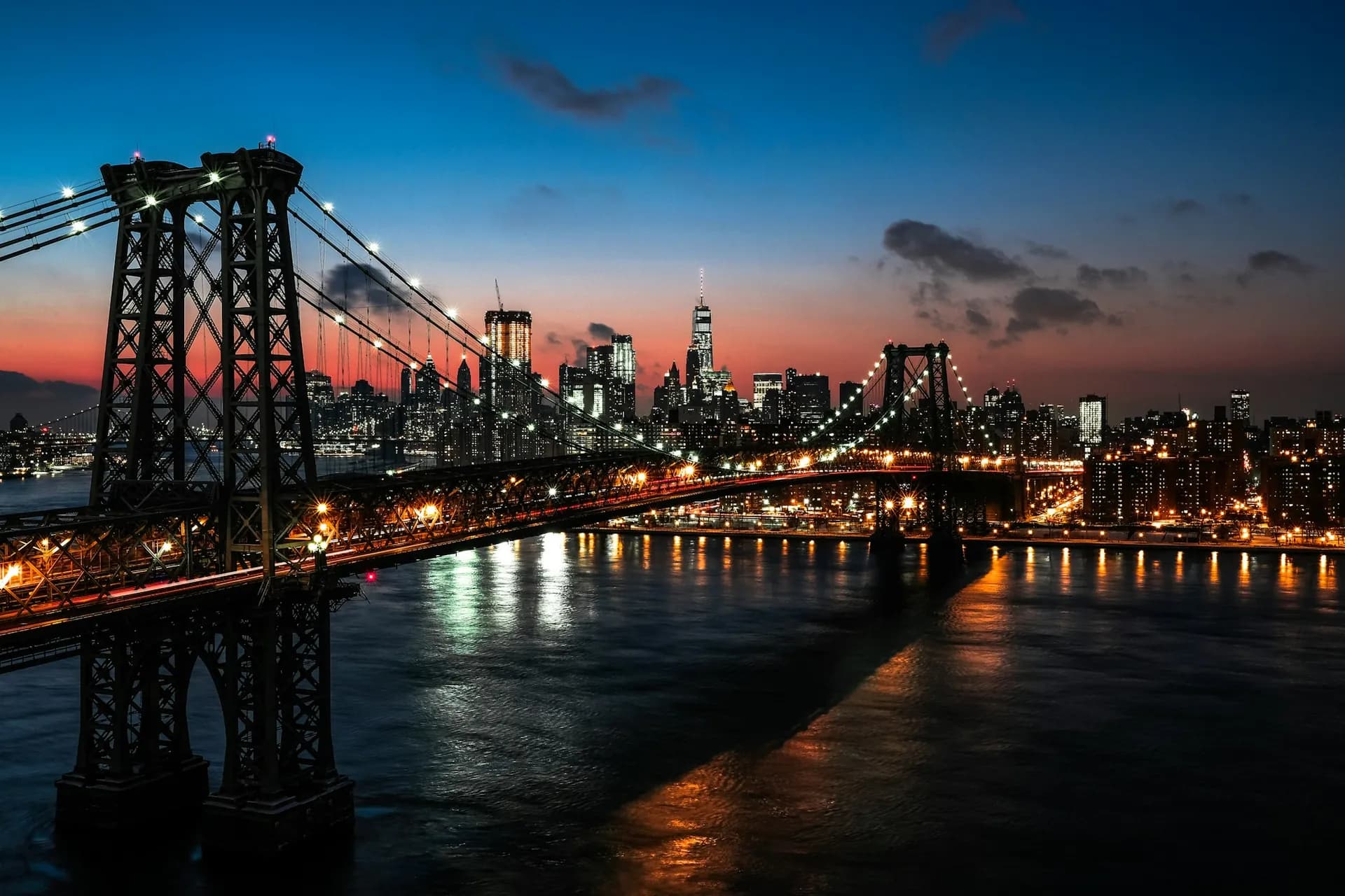 The New York skyline at night