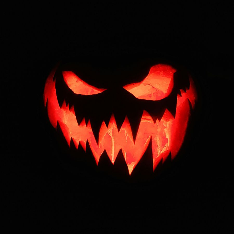 A glowing jack-o'-lantern