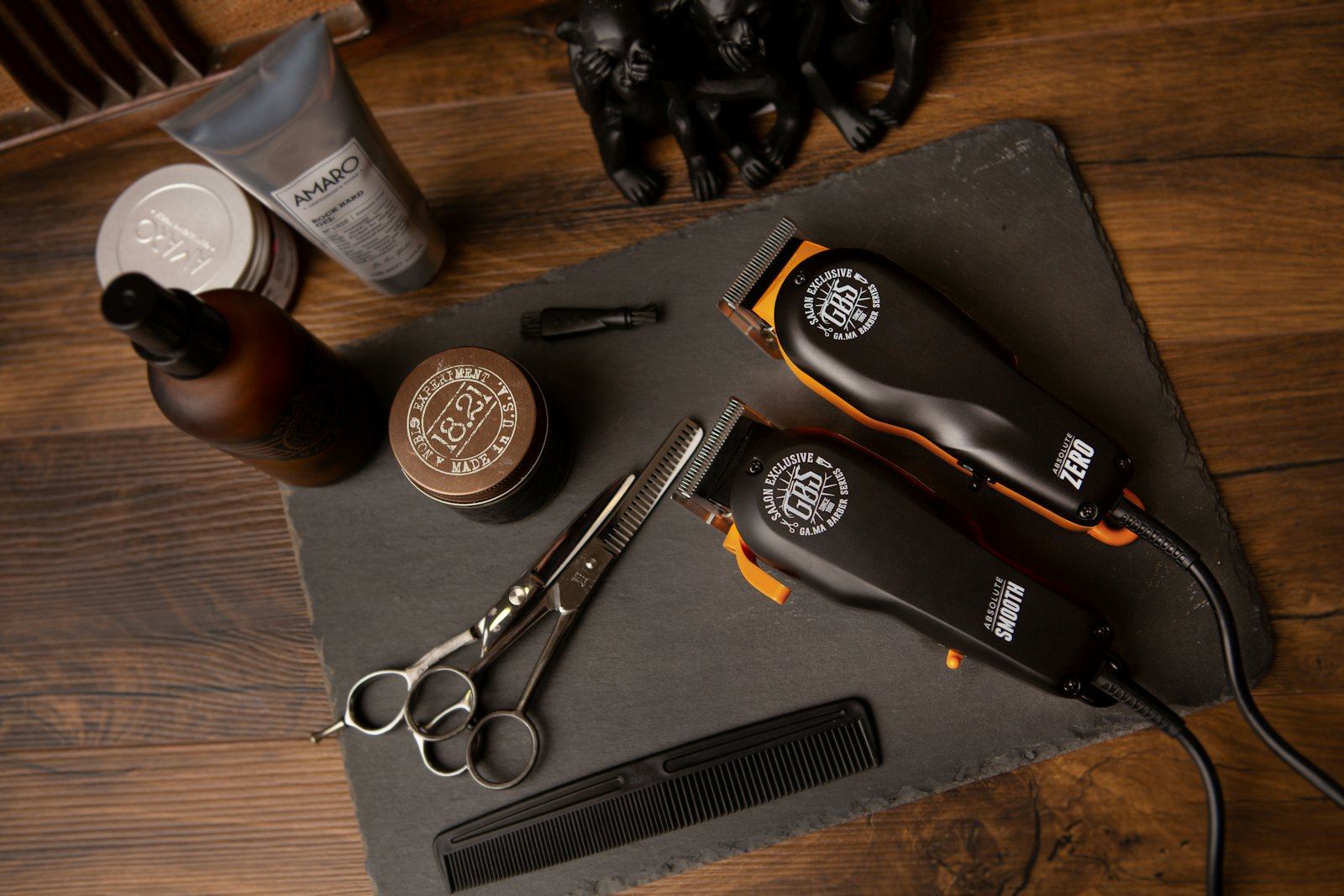 Barber tools on slate