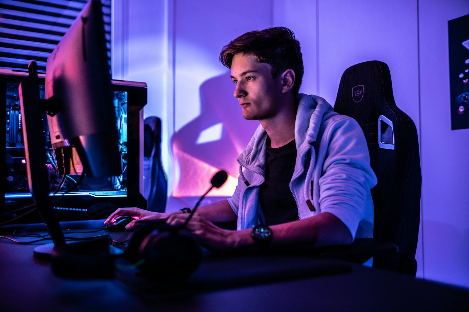 Player at a desk