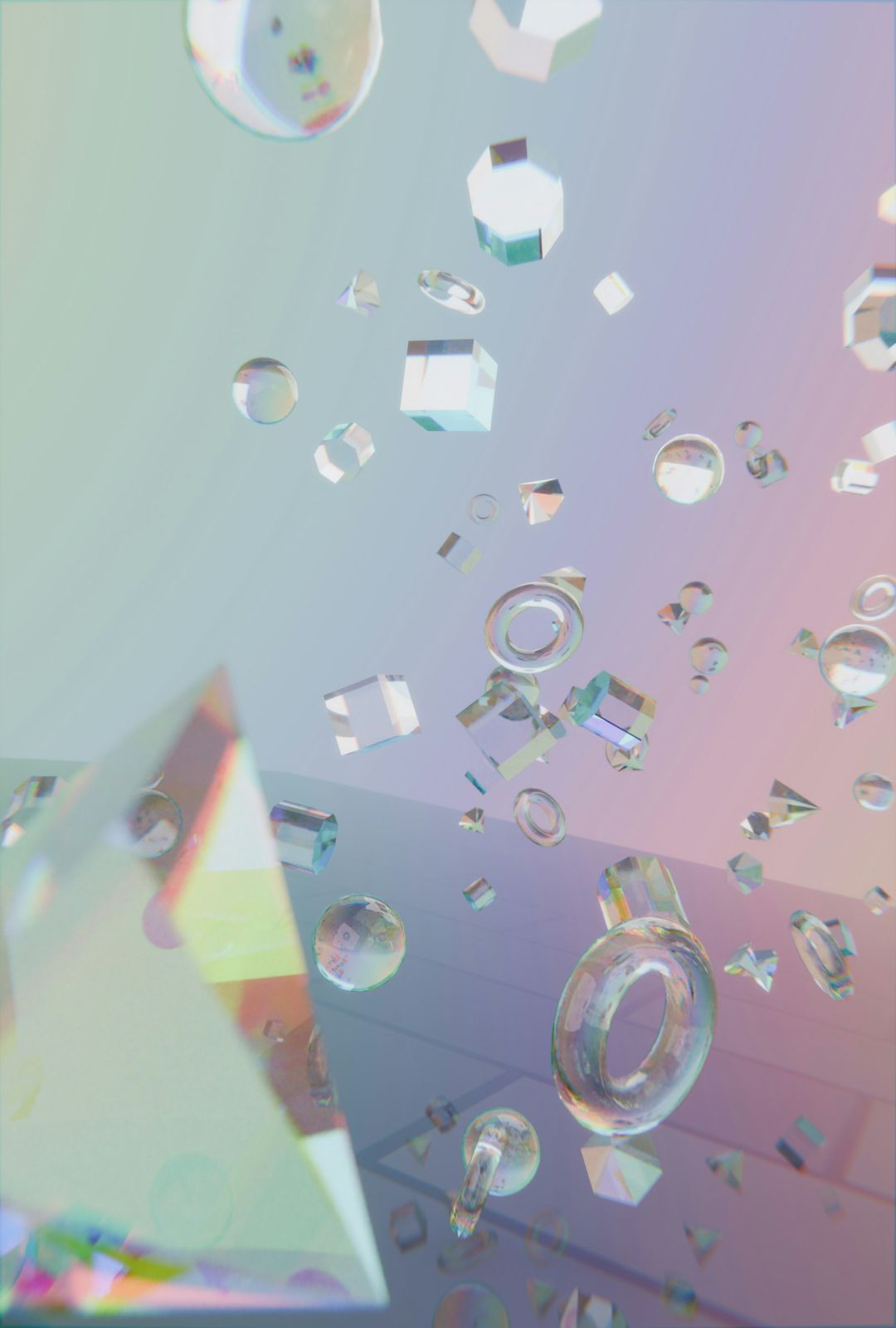 Floating clear shapes