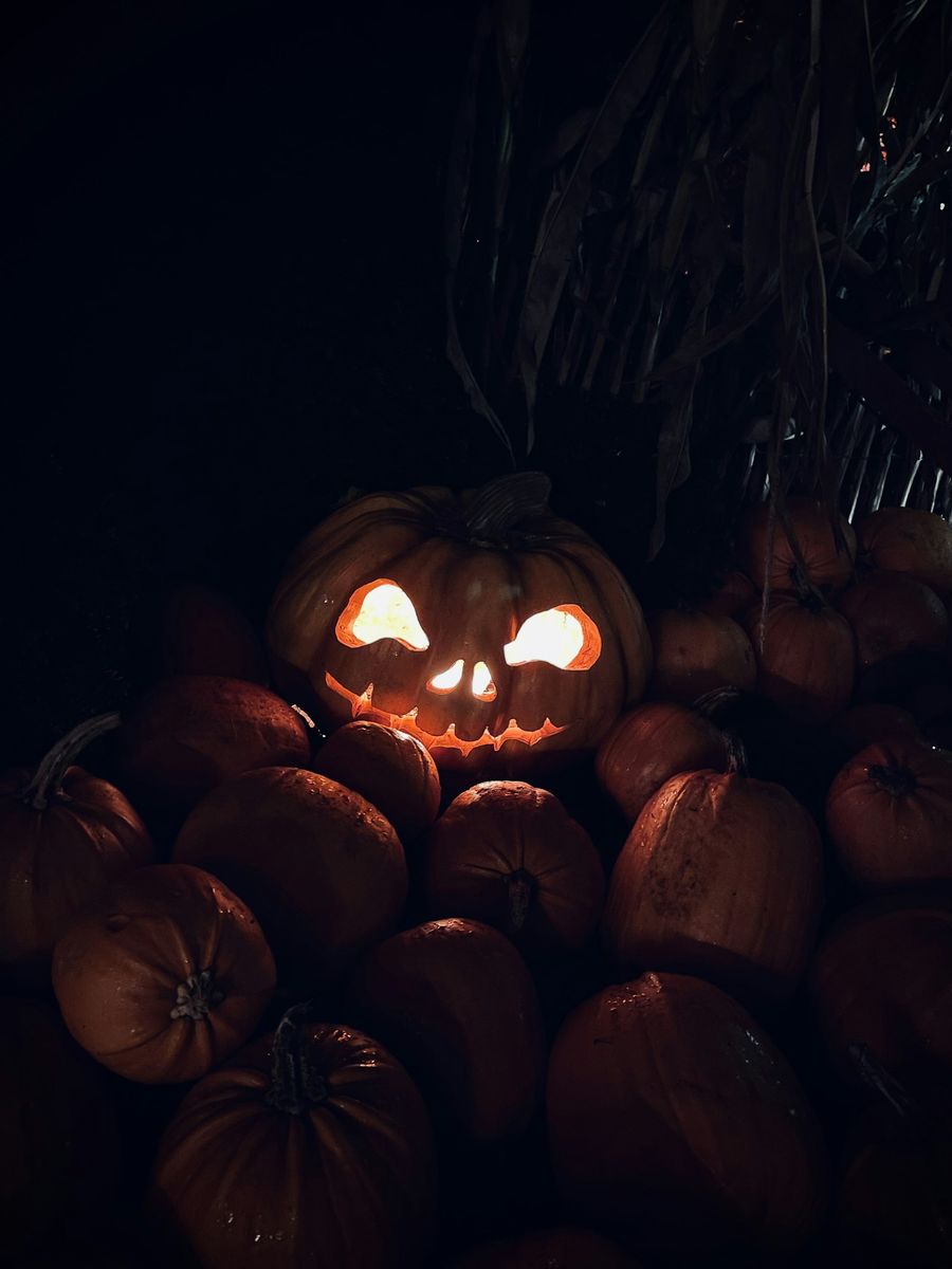 A glowing jack-o'-lantern