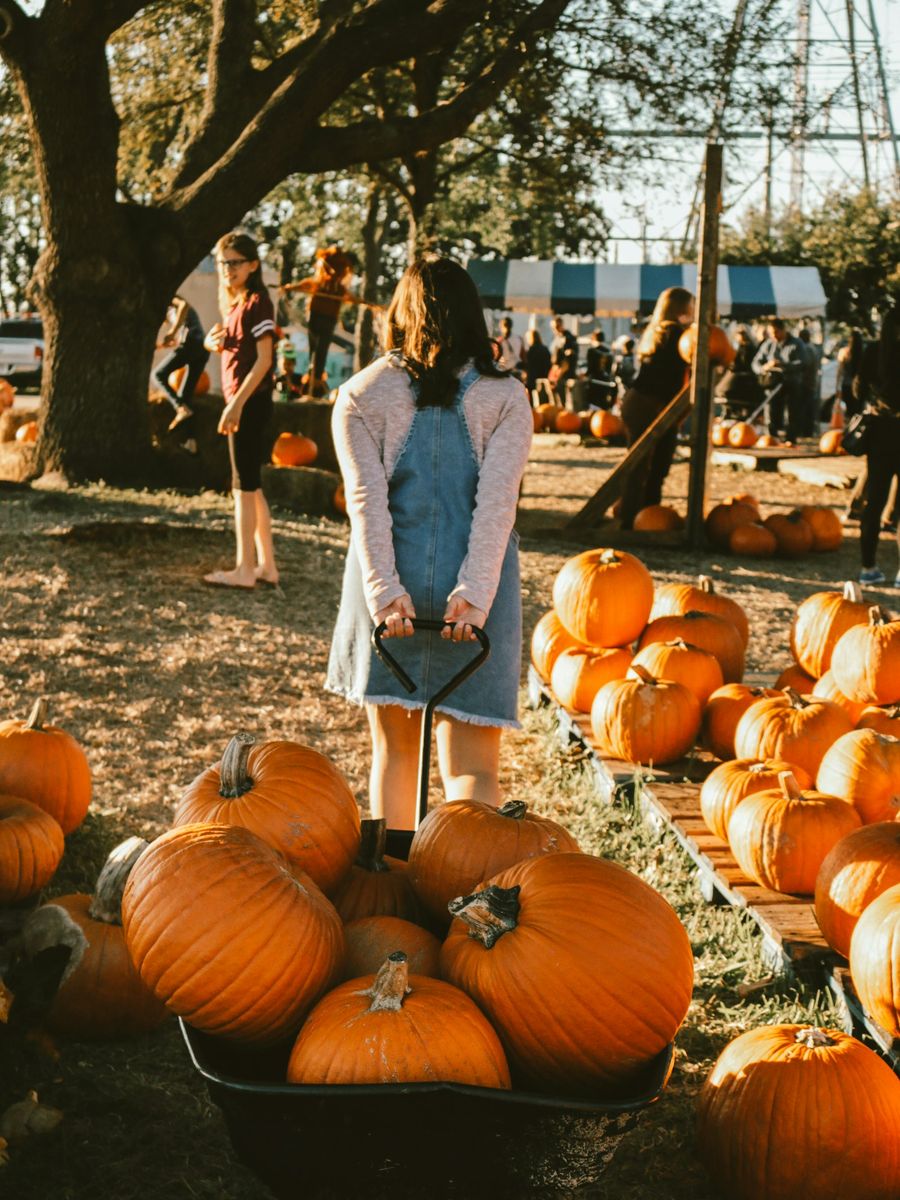 Pulling a wagon of pumpkins