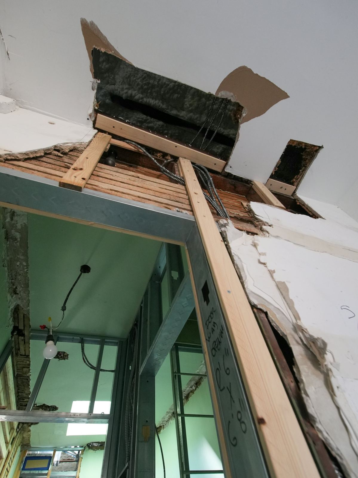 A collapsed ceiling after a leak