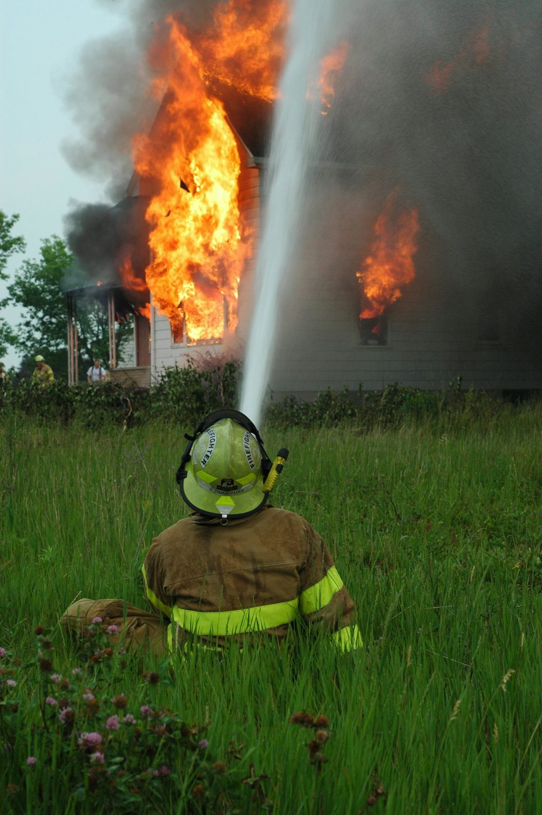 Firefighters at a house fire