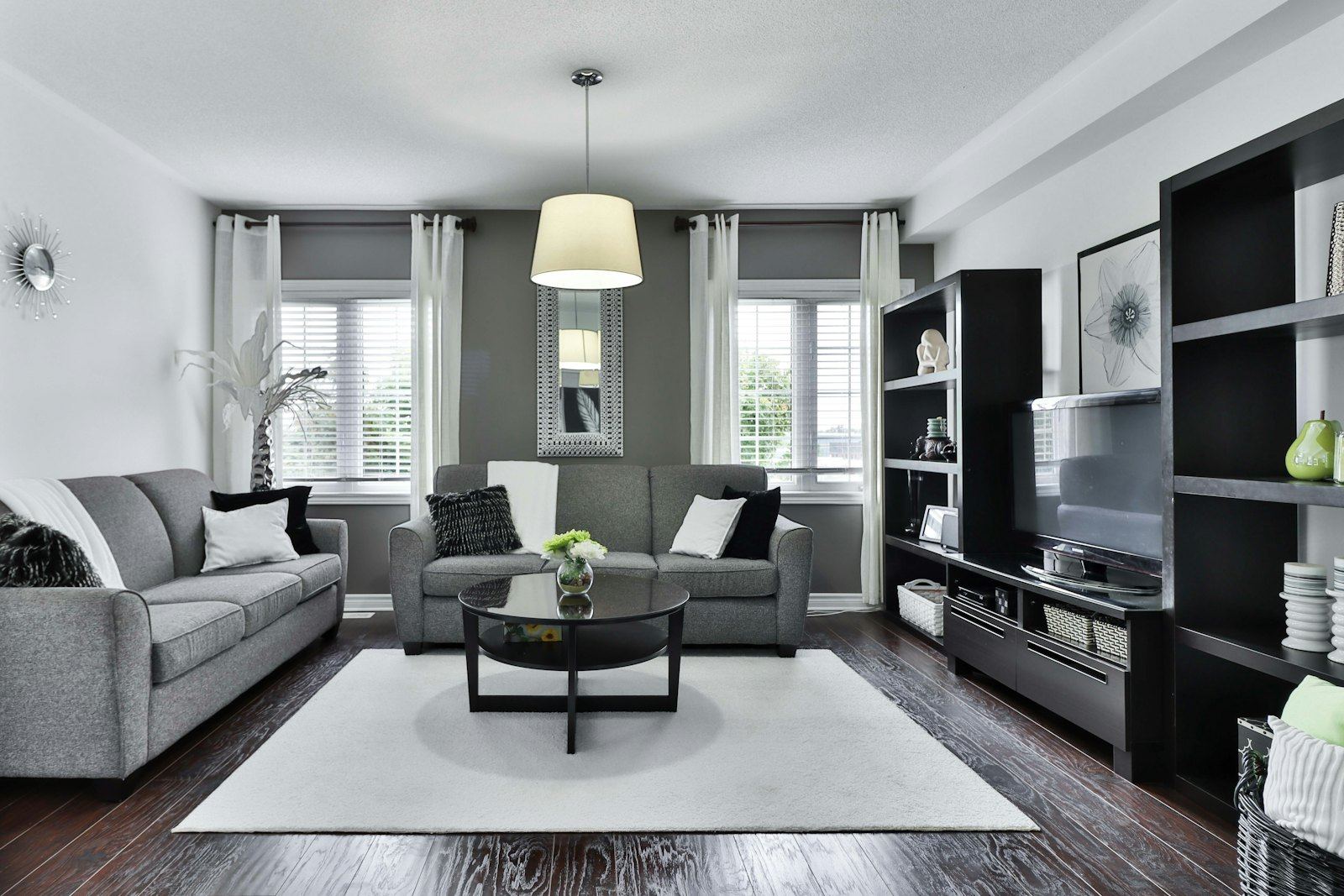 A finished, restored living room