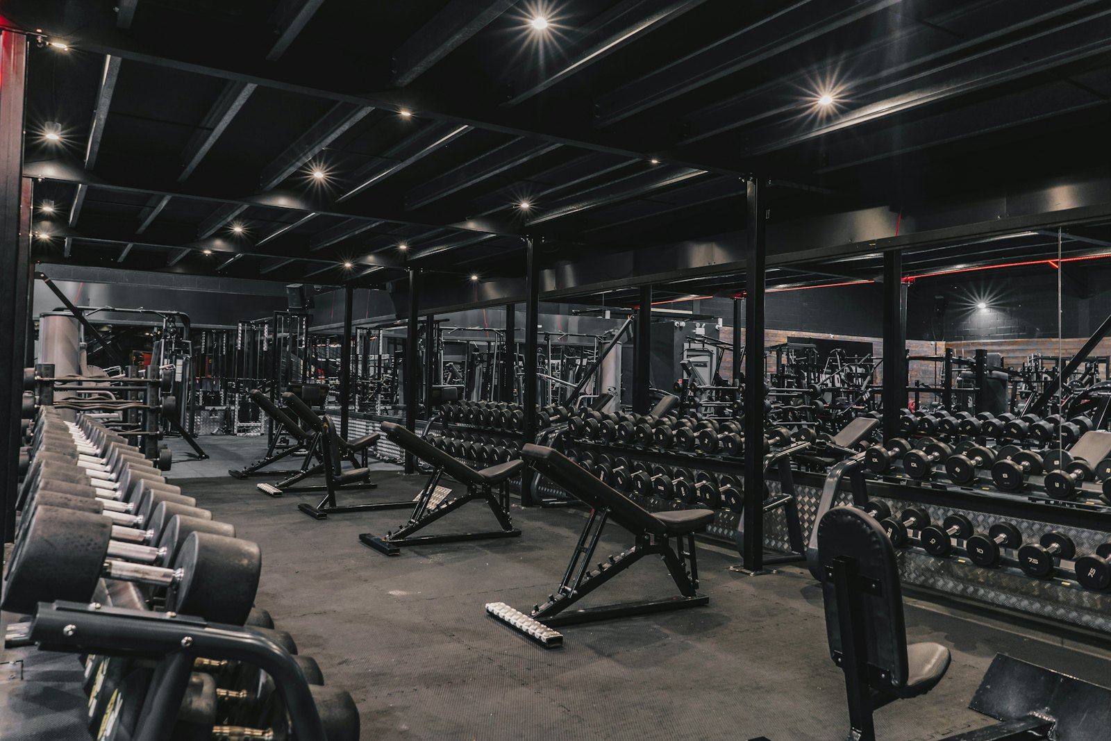 A wide view of the gym floor