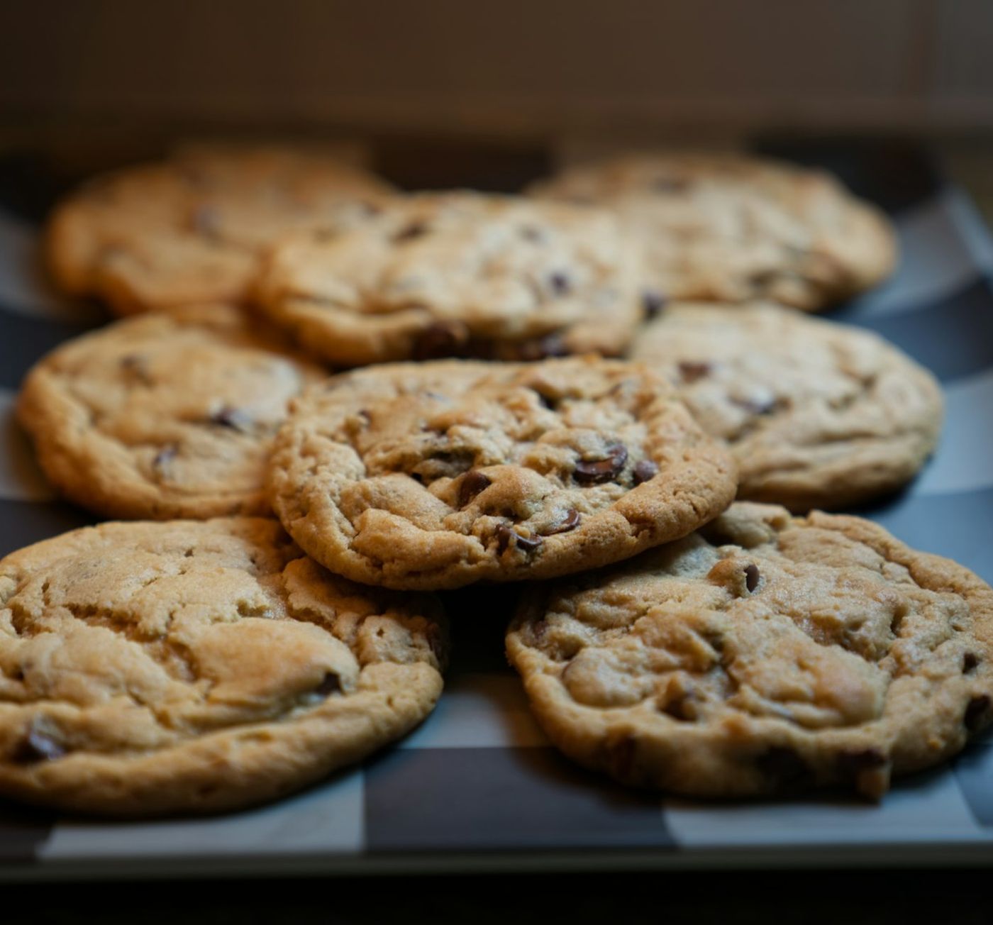 Walnut chunk cookies on parchment