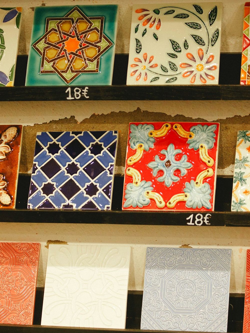 Tile sample display inside the store