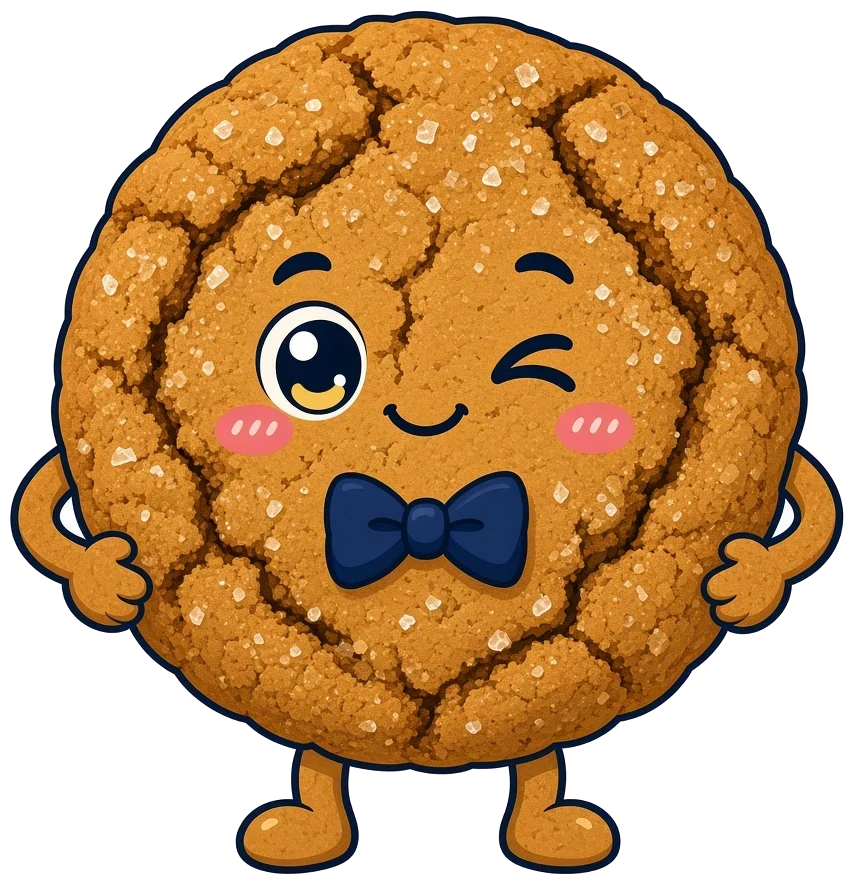 Illustration: the ginger cookie character winking