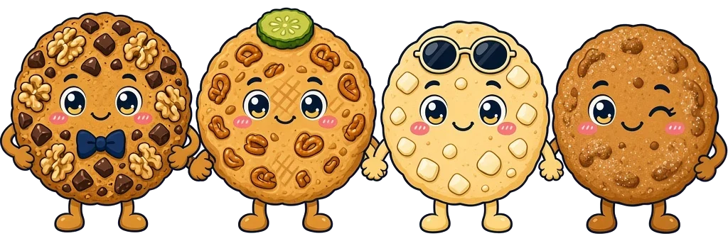 Illustration: four cookie characters holding hands